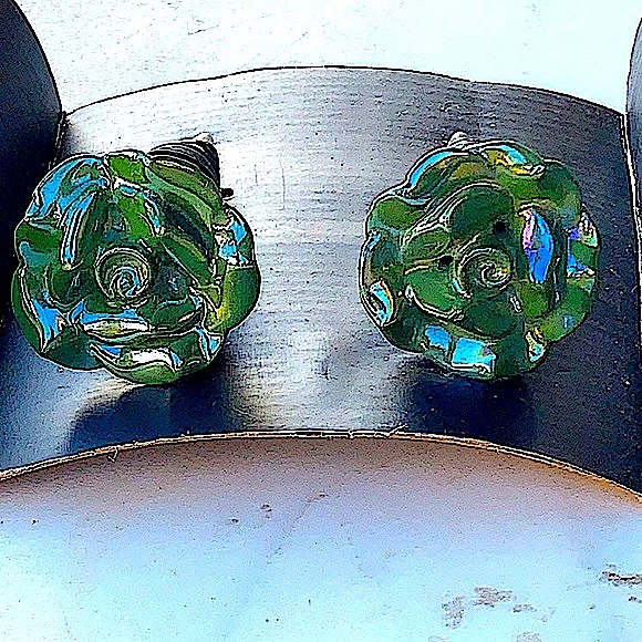 CASA DECOR BOTTLE STOPPERS ROSE GREEN AURORA BOREALIS SET OF 2 - Picture 4 of 8